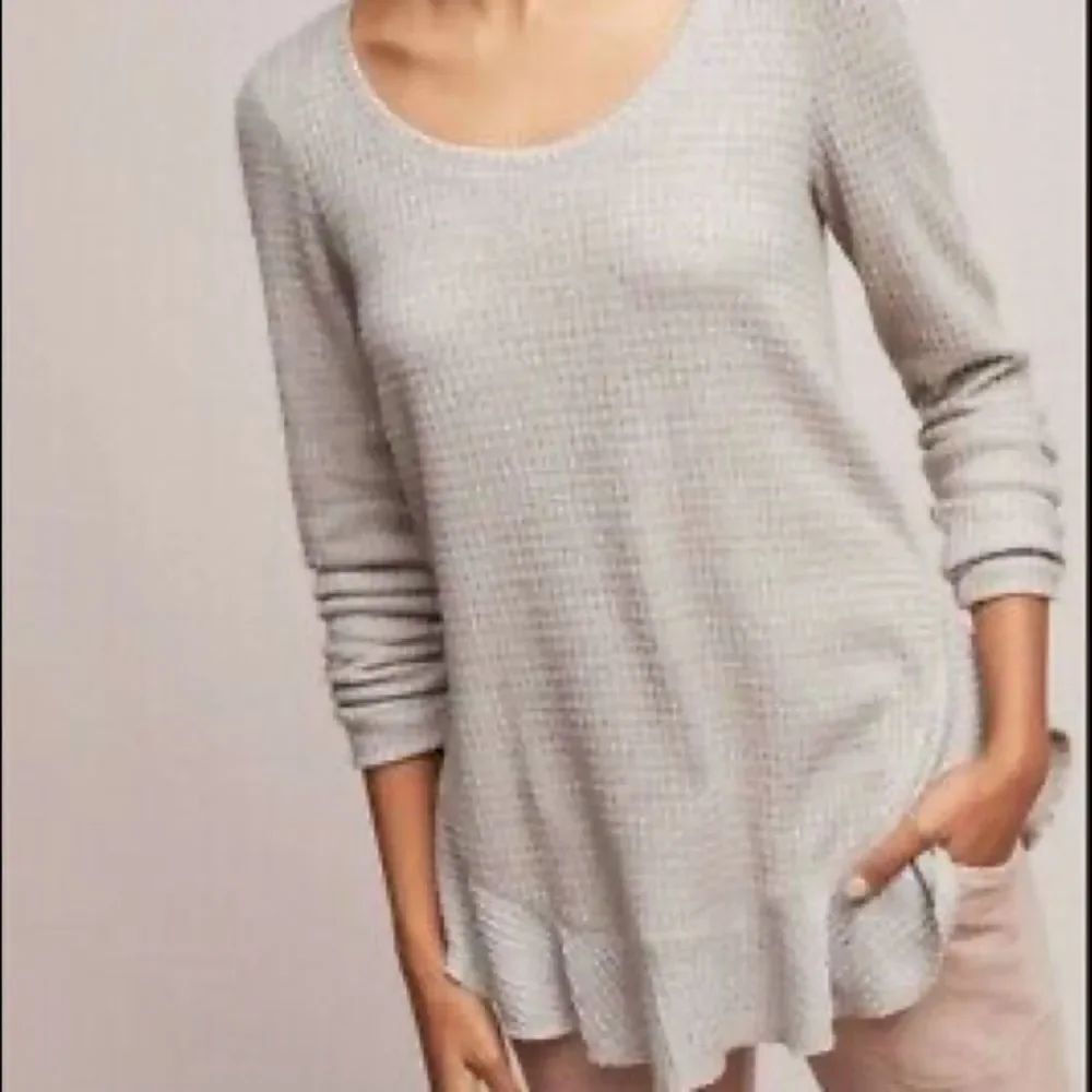 ✨ Anthropologie Saturday Sunday Wendy Waffle Knit Thermal Top Ruffle Wrap✨